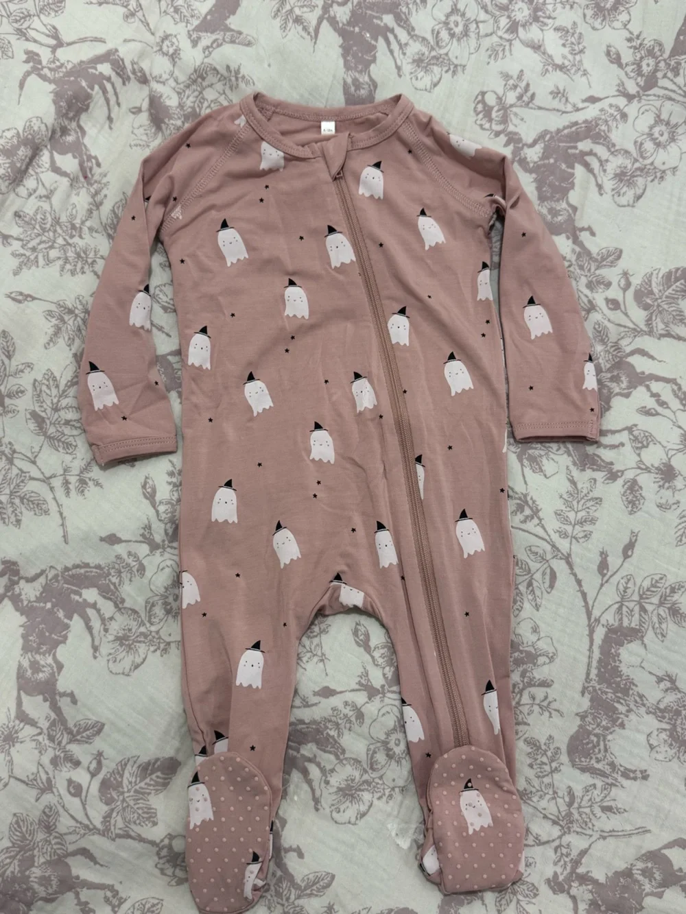Quincy Mae Dusty Pink Ghost Print Zip Pajamas